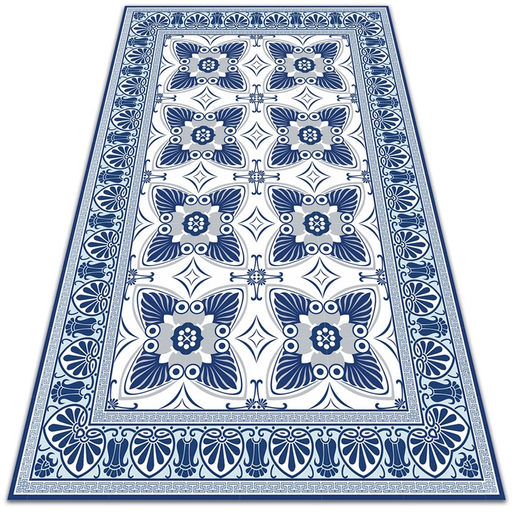 Covor PVC. Tulup. Vinil. Pene De Paun. Albastru. 150x225 cm. 010260370060000013944