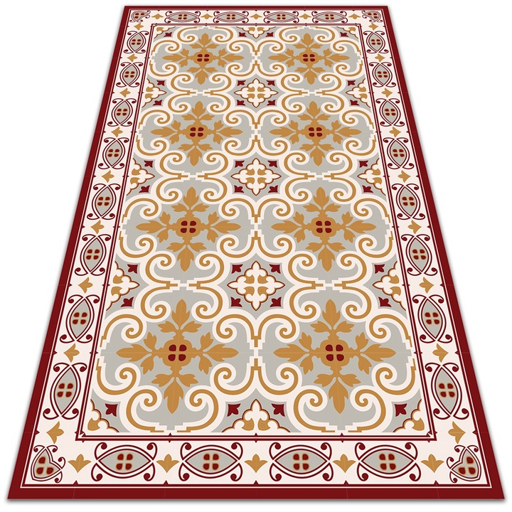 Covor PVC. Tulup. Vinil. Stil Oriental. Rosu. 150x225 cm. 010260370060000013963