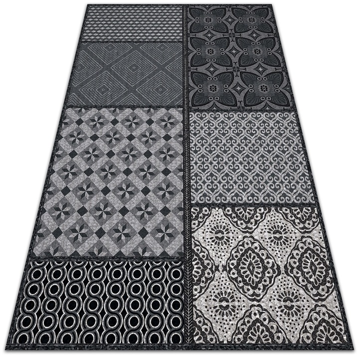 Covor PVC. Tulup. Vinil. Mix De Modele. Negru. 150x225 cm. 010260370060000013900