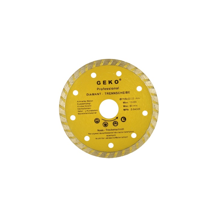 115 mm-es turbó gyémánt korong, GEKO PROFI G00260