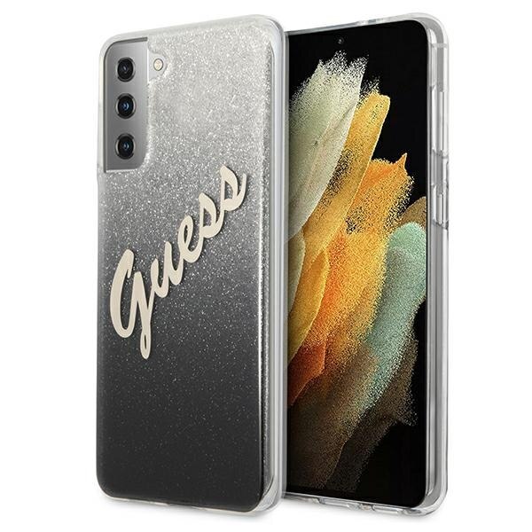 Husa compatibila cu Samsung S21 Plus Guess Glitter Gradient Script black