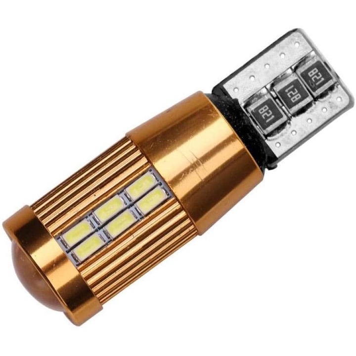 Bec Led T10, 30X LED SMD, W5W, 12V, 300lm, Canbus, Pentru Pozitie, Plafoniere, Portbagaj, Lumina Alb 6500K