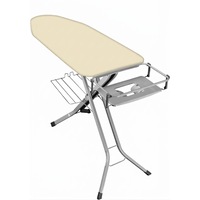 Masa de calcat Eurogold Professional Biege 06, 130 x 48 cm, cu suport pentru statia de calcat, suport pentru rufe, priza
