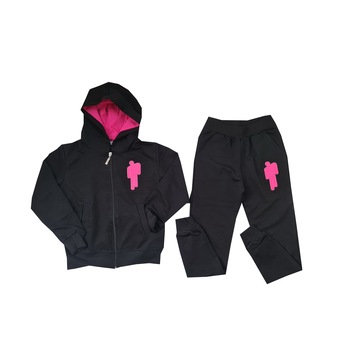 Trening copii, Billie Eilish, Negru, cu fermoar, varsta 7 ani Trening copii, Billie Eilish, Negru, cu fermoar, varsta 7 ani