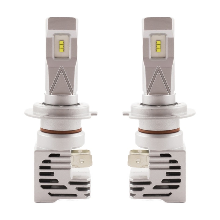 Set 2 Becuri Auto LED H7 pentru Faruri, 12-24V, 4000 Lumeni Super White, Utilizare Off-Road