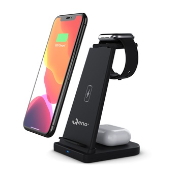 Incarcator Wireless 3 In 1 Qeno® 15W Incarcare Rapida, IWatch, Airpods, Iphone Android Samsung Negru Incarcator Wireless 3 In 1 Qeno® 15W Incarcare Rapida, IWatch, Airpods, Iphone Android Samsung Negru