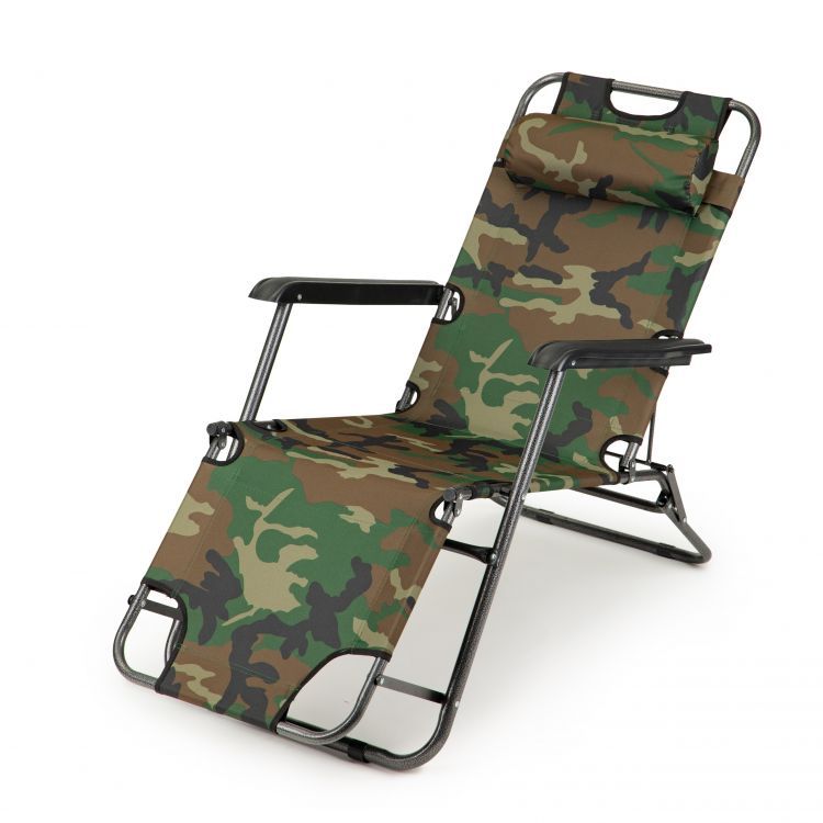 Sezlong Pliabil Cu Tetiera Si Spatar Reglabil L-145 Camouflage, 120x82x60 cm