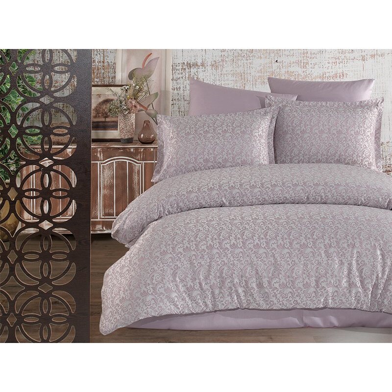 Lenjerie de pat dublu, jacquard satin, 4 piese, Clasy, Samira Lila