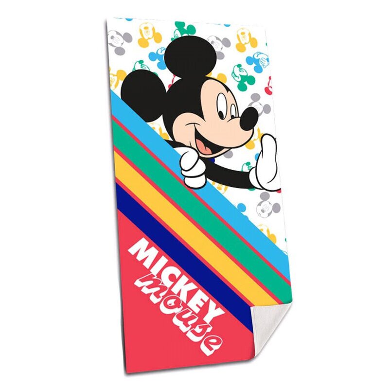 Prosop de plaja, Mickey Mouse, cu dungi colorate, 140x70cm