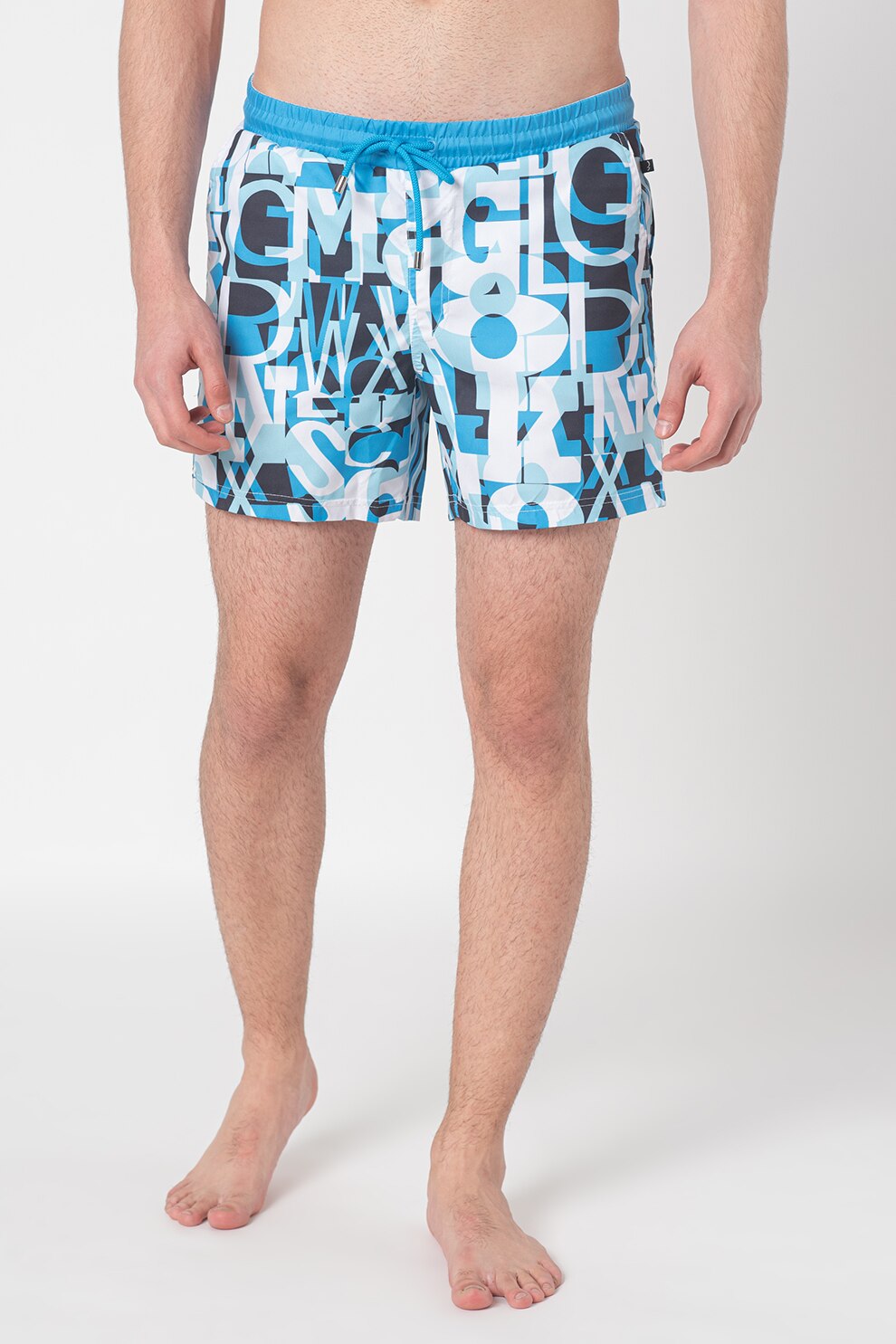 LTB, Pantaloni scurti de baie cu imprimeu text Jeredo, Multicolora, XL