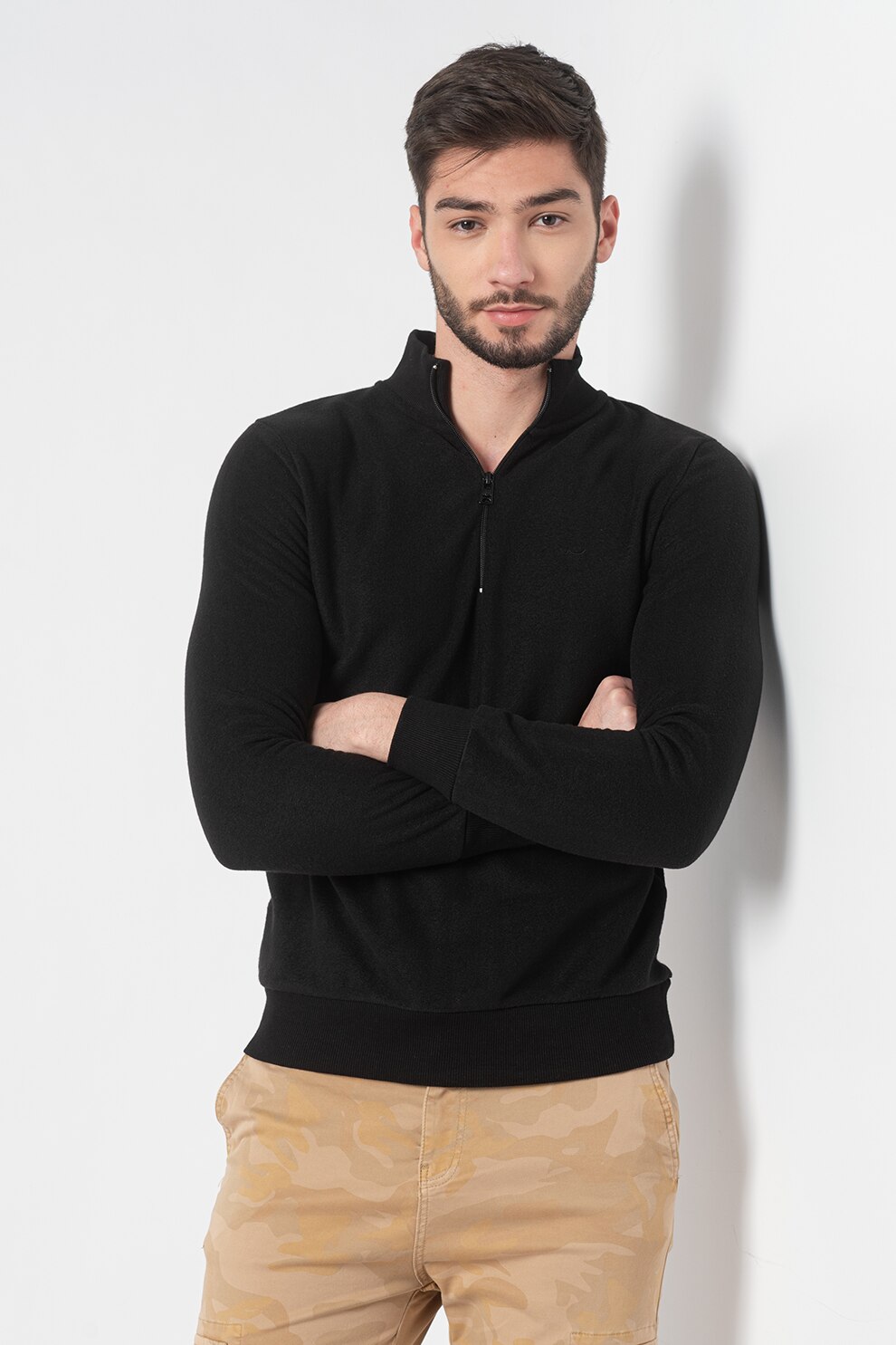 LTB, Bluza cu fenta cu fermoar Marifod, Negru