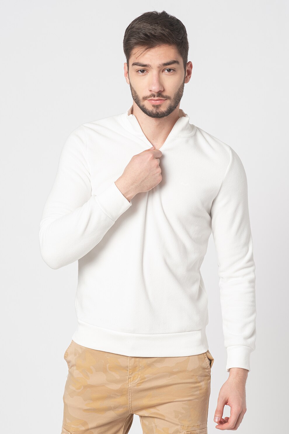LTB, Bluza cu fenta cu fermoar Marifod, Alb