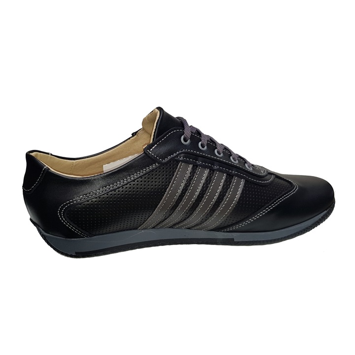 Férfi természetes bőr sportcipő, fekete, 43