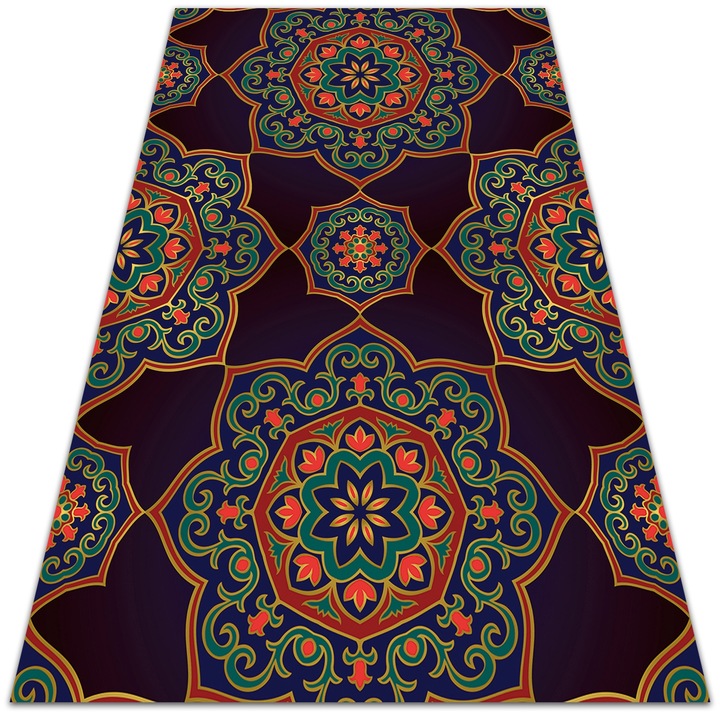 Covor de vinil pentru terasa si balcon, PVC, model cu mandala, multicolor, dtar-393368905, 150x225cm