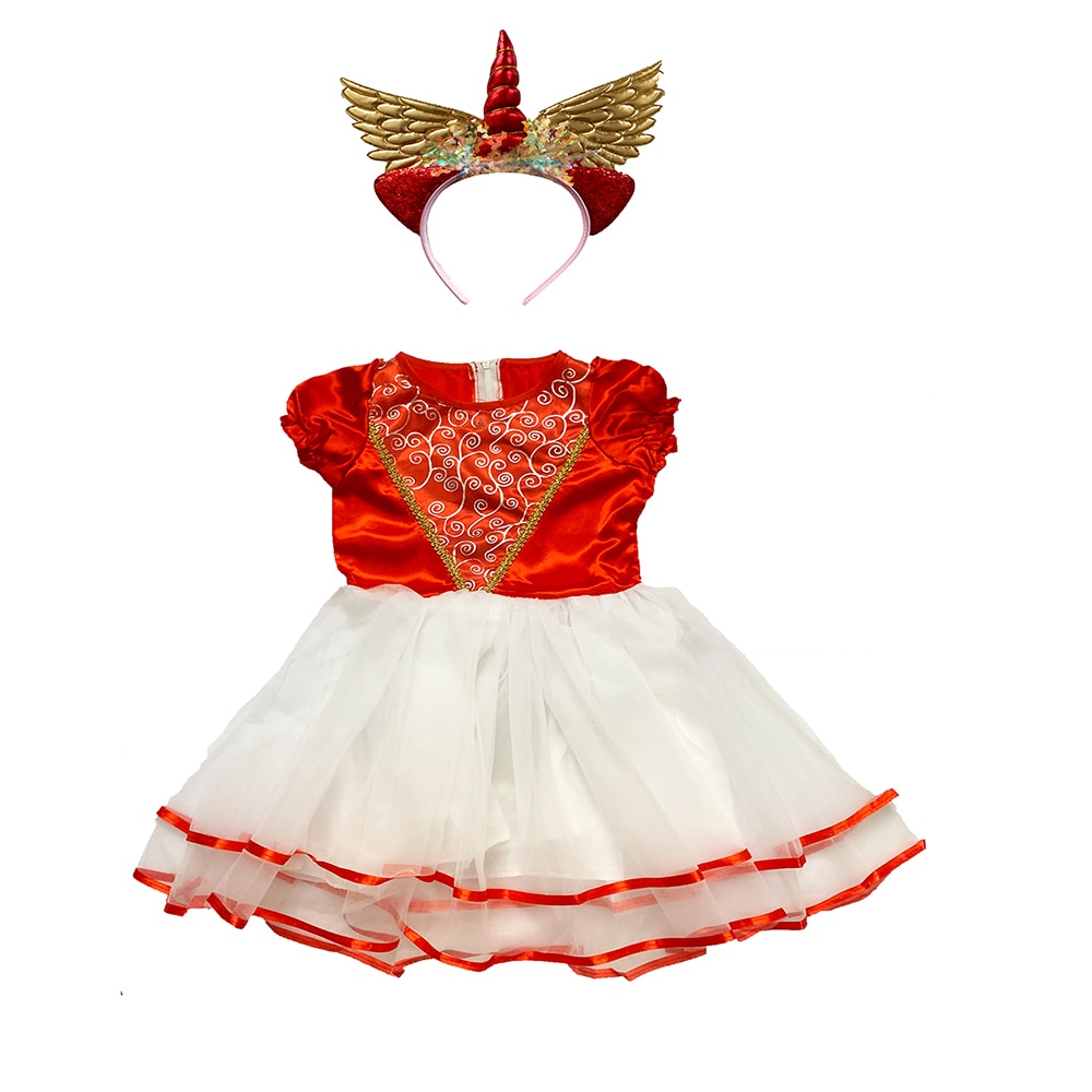 Rochie de Printesa si accesoriu Cordeluta pentru par Unicorn, ideala pentru petreceri si aniversari AKU AK4531