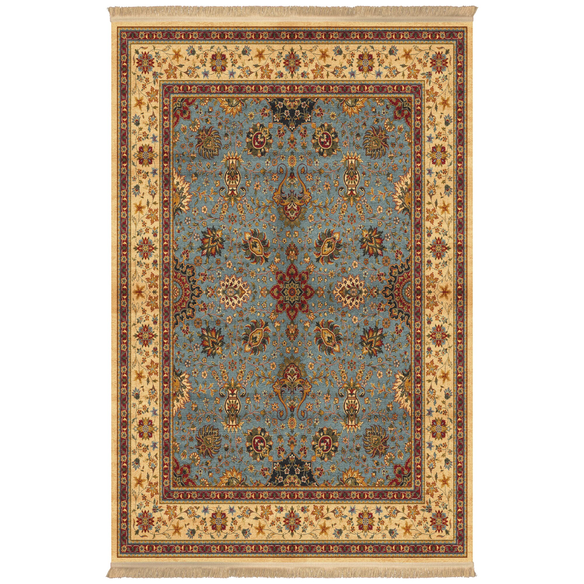 Covor Persan Mecanic EuCarpet 200706A1 Dimensiune 120x180 cm Design Vintage Albastru