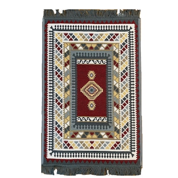 Covor rustic tesut, Serhouse, doua fete, gri/rosu, Dimensiune 60X90cm Covor rustic tesut, Serhouse, doua fete, gri/rosu, Dimensiune 60X90cm