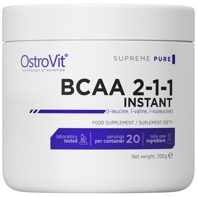 Supliment alimentar OstroVit BCAA Instant Powder, Tasteless, 200 gr
