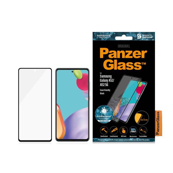 Стъклен протектор PanzerGlass за Samsung Galxy A52/A52 5G/A52s/A53 5G, Case Friendly, Черен
