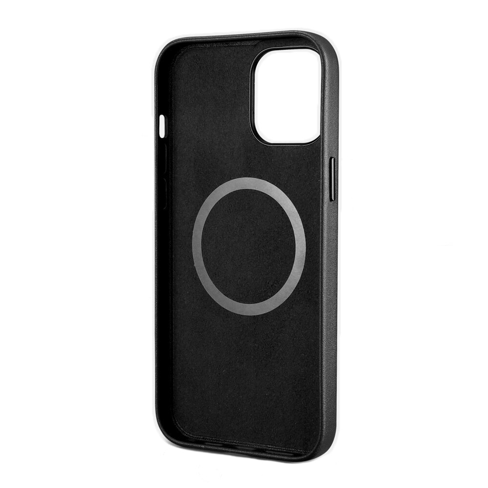 Husa pentru iPhone 12 Pro, iPhone 12, cu Magsafe, din piele naturala, protectie full body, iCarer Original, Negru