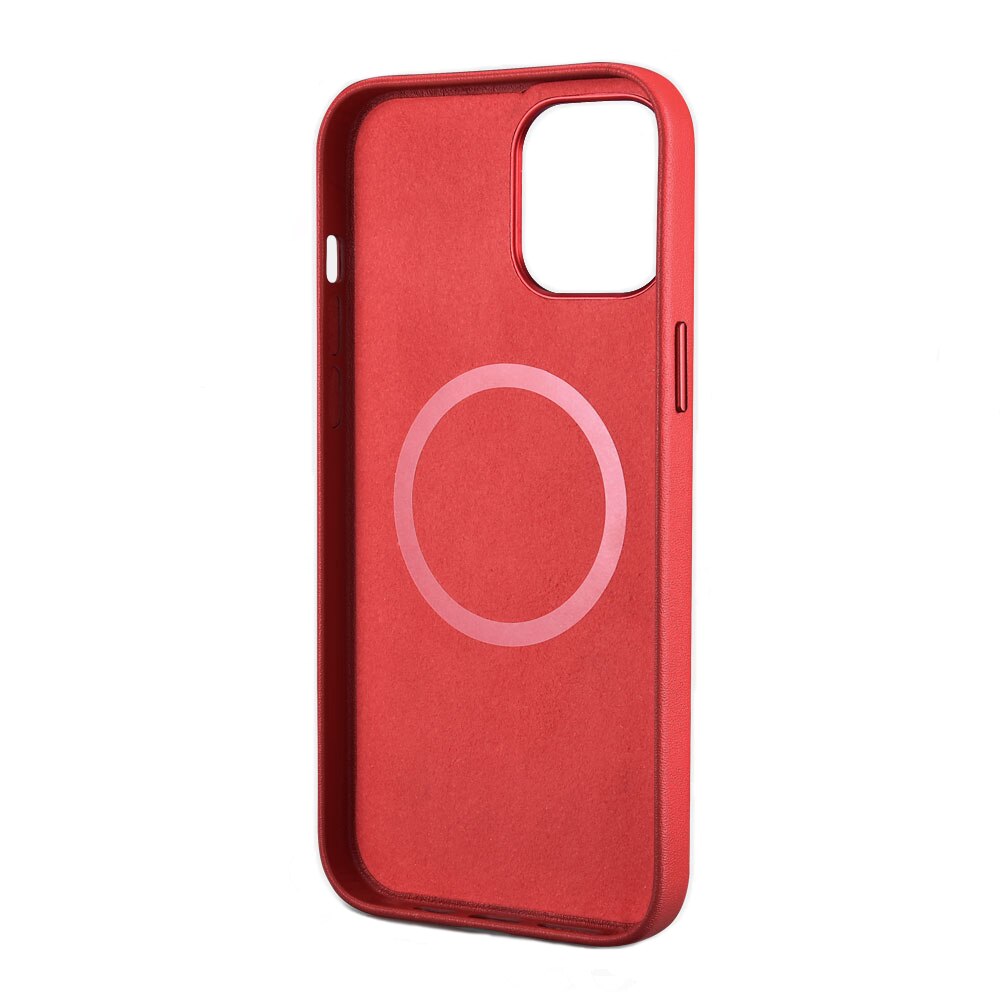 Husa pentru iPhone 12 Pro, iPhone 12, cu Magsafe, din piele naturala, protectie full body, iCarer Original, Rosu