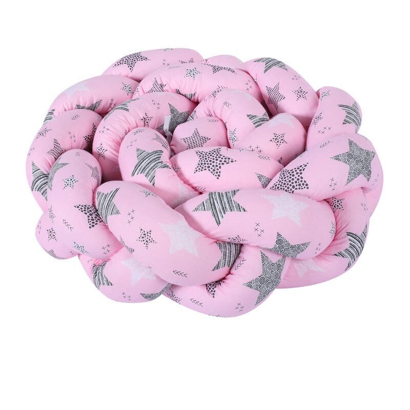 Aparatoare patut impletita, roz cu stelute, 230x19 cm