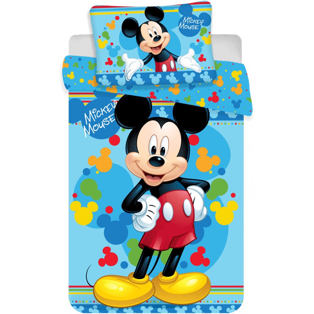 Set lenjerie pat copii Mickey Child 100x135 + 40x60, SunCity, Albastru