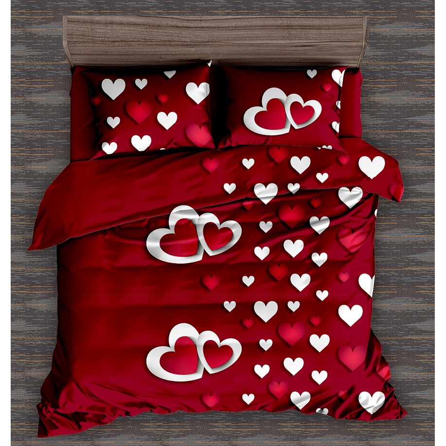 Lenjerie de pat dublu din finet, cu 4 fete de perna, Evia Home , model 14