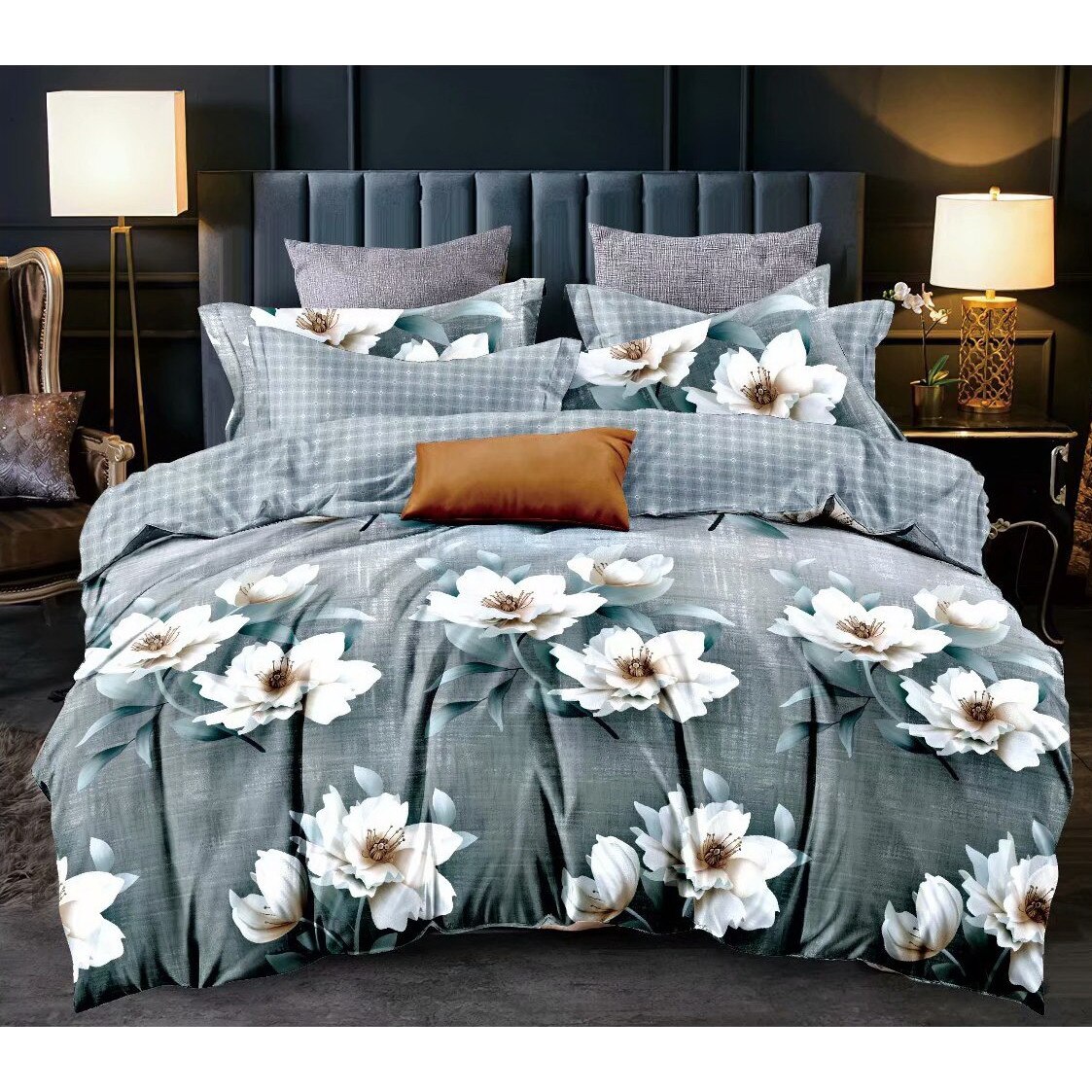 Lenjerie de pat dublu din finet, cu 4 fete de perna, Evia Home , model 24