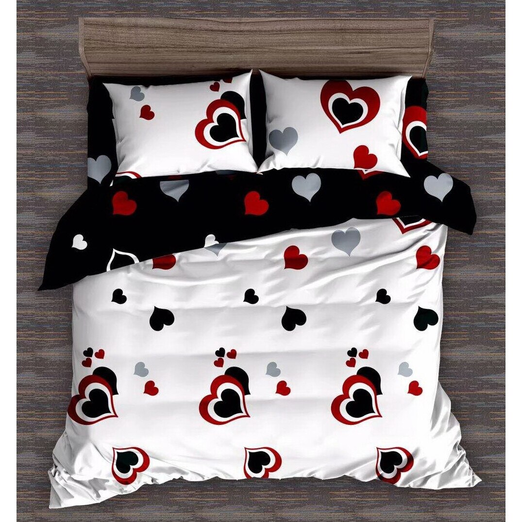 Lenjerie de pat dublu din finet, cu 4 fete de perna, Evia Home , model 23