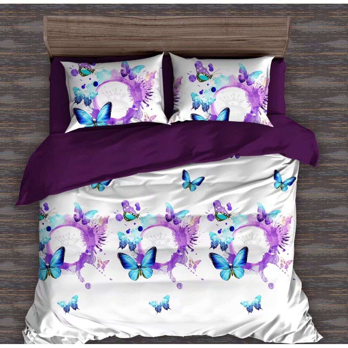 Lenjerie de pat dublu din finet, cu 4 fete de perna, Evia Home , model 16