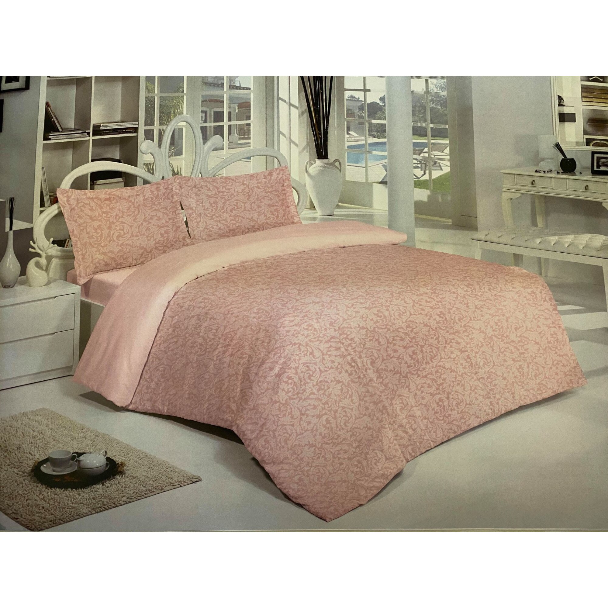 Lenjerie de pat din bumbac , Morris Alecsander , 3 piese , 180 x 260 , 1 persoana , culoare roz