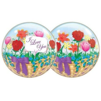 Balon Bubble 22''/56 cm I Love You Flower Basket - 2 fete, Q 81074 Balon Bubble 22''/56 cm I Love You Flower Basket - 2 fete, Q 81074