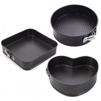 Set 3 Tavi Tort antiaderente,teflonate ,rotunda,inima,patrata cu margine detasabila Set 3 Tavi Tort antiaderente,teflonate ,rotunda,inima,patrata cu margine detasabila