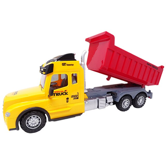Camion RC cu Telecomanda Salamandra Kids Bena Basculanta, 35 cm, Galben/Rosu