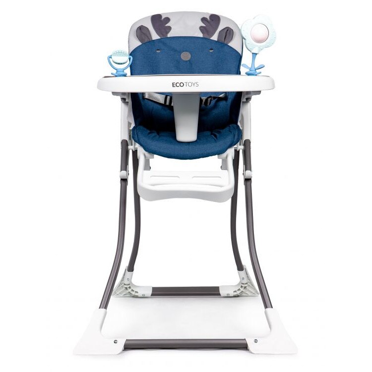 Scaun de Masa pentru Bebelusi, Pliabil, Centura de Siguranta in 3 Puncte, Tavita si Husa Detasabile, Comfortabil, Suport Ajustabil pentru Picioare, Structura Stabila, Albastru
