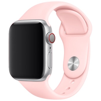 Curea silicon pentru Apple Watch 2/3/4/5/6, Bratara Silicon sport, Display 40 mm, Roz Curea silicon pentru Apple Watch 2/3/4/5/6, Bratara Silicon sport, Display 40 mm, Roz