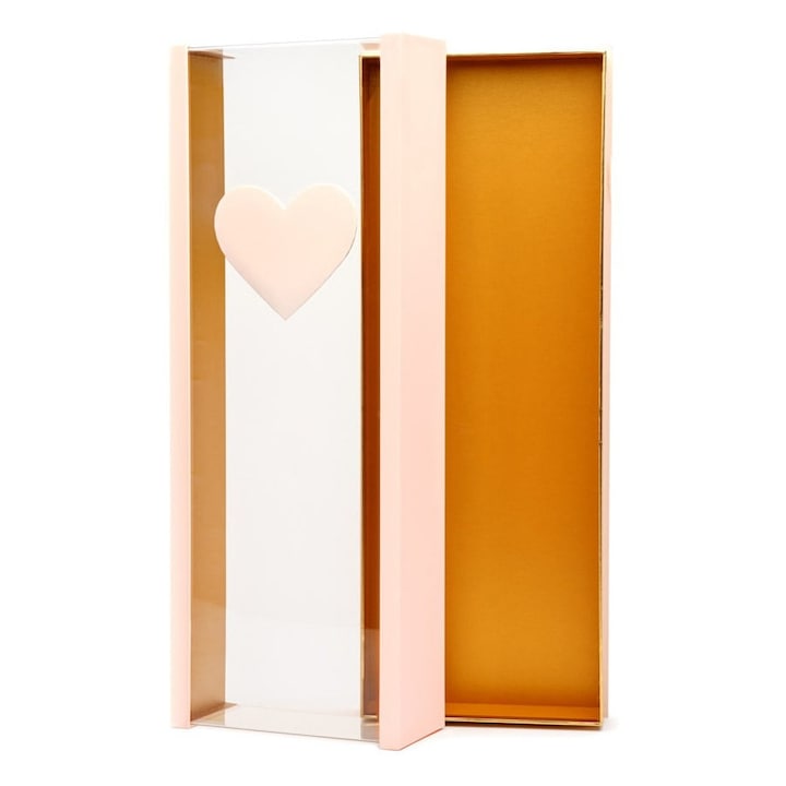 Cutie dreptunghiulara mare cu inima, Createur, roz, 62 × 23 × 11 cm