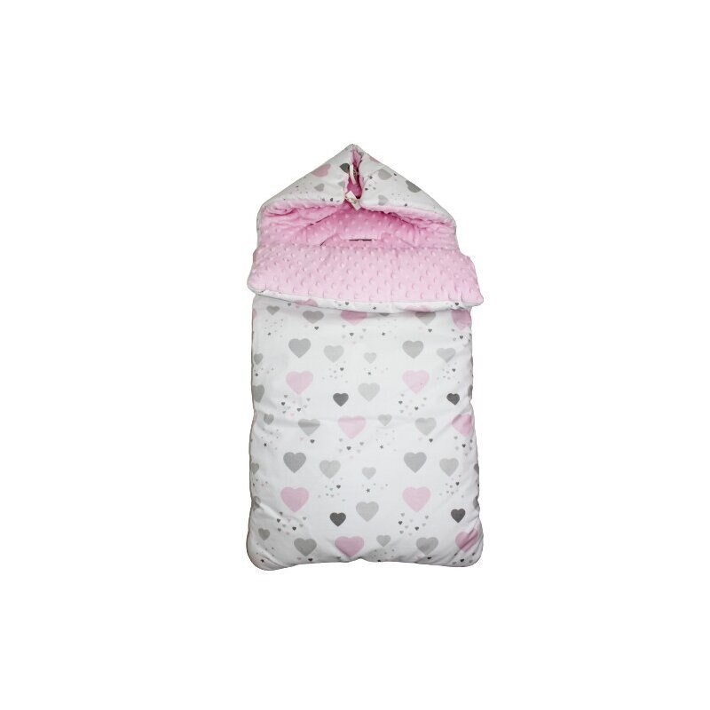 Port bebe, 2in1, minky, roz cu inimioare