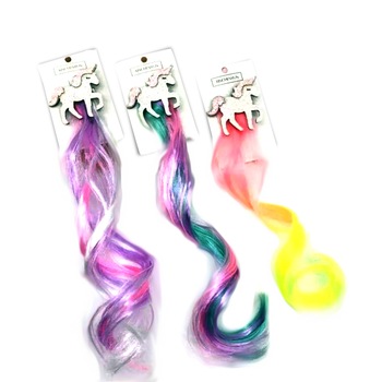 Set 3 cleme unicorn cu extensii multicolore din par sintetic pentru copii Set 3 cleme unicorn cu extensii multicolore din par sintetic pentru copii