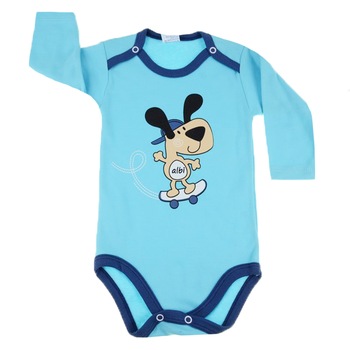 Body cu maneca lunga pentru baieti Albi BMLC1, Albastru , 74 cm Body cu maneca lunga pentru baieti Albi BMLC1, Albastru , 74 cm