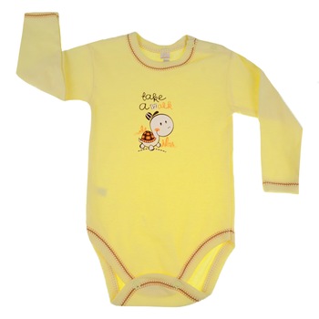 Body cu maneca lunga pentru bebelusi Koala Zolwik 2656, Galben, 80 cm Body cu maneca lunga pentru bebelusi Koala Zolwik 2656, Galben, 80 cm