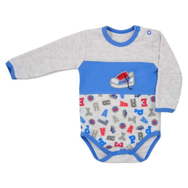 Body cu maneca lunga pentru baieti Koala Literki 2864-A, Albastru, 80 cm