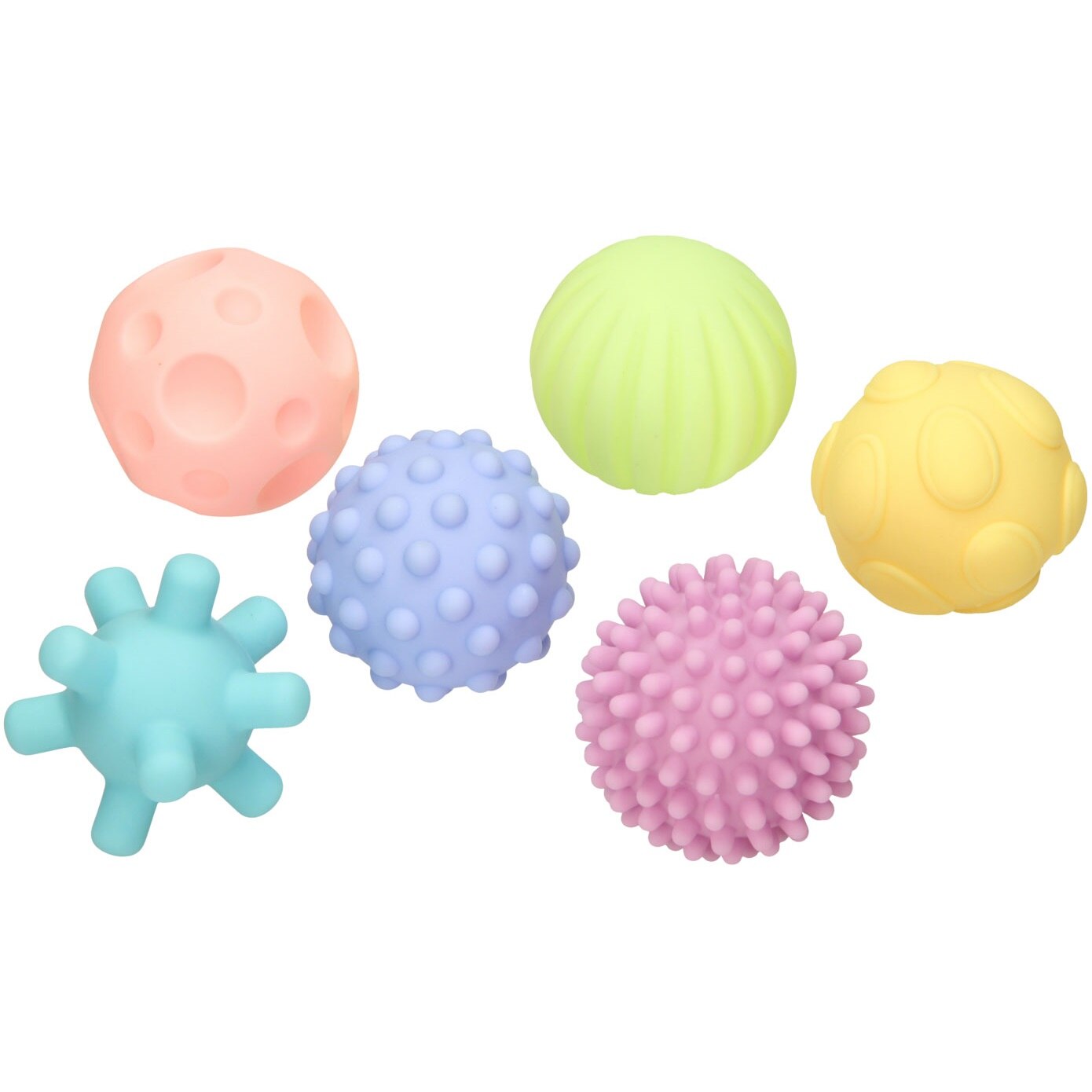 Set 6 mingi din cauciuc pentru baie si dezvoltare senzoriala, 6.5 cm