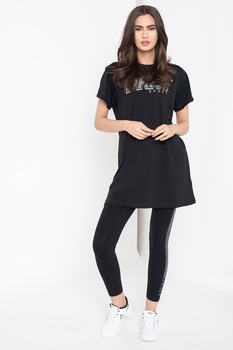 DKNY, Rochie mini tip tricou cu strasuri, Negru/Argintiu DKNY, Rochie mini tip tricou cu strasuri, Negru/Argintiu