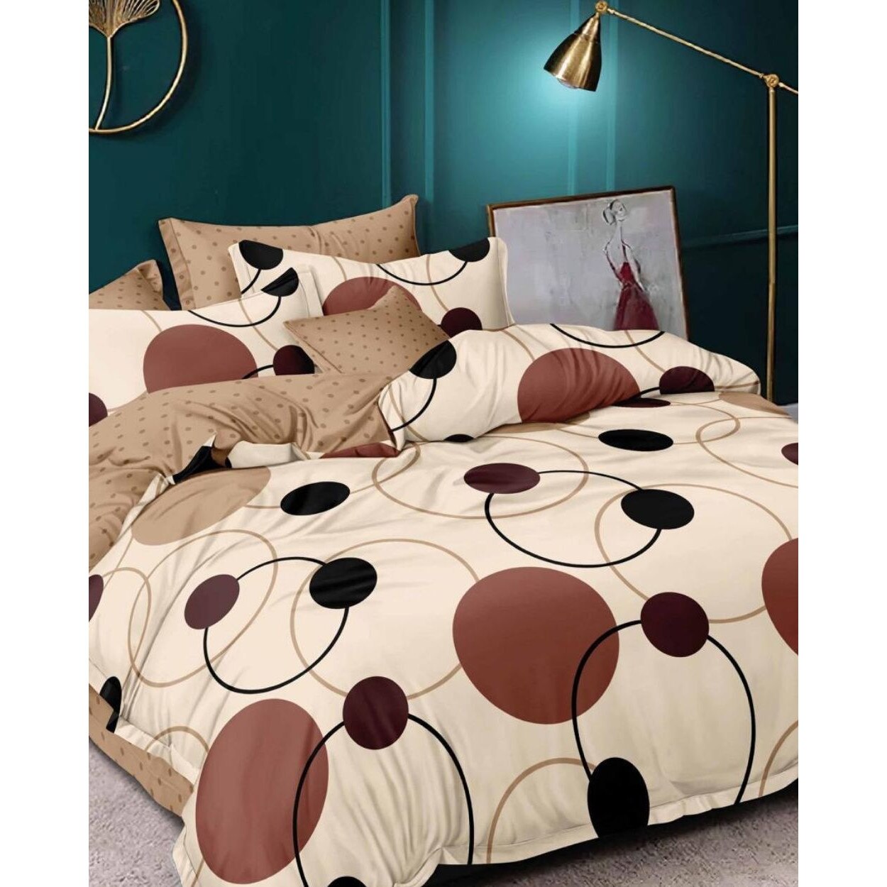 Set Lenjerie de Pat din Finet, 6 Piese, Pat 2 Persoane, Rings