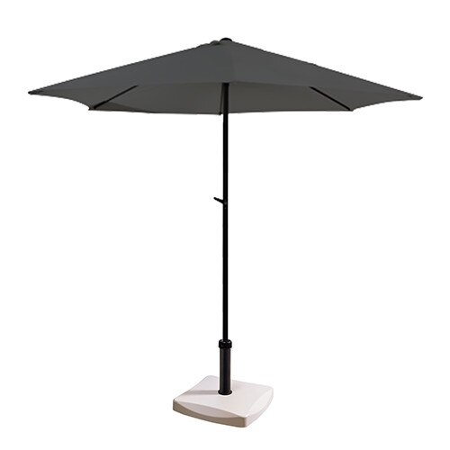 Umbrela soare gri cu mecanizm rabatare 300cm si suport patrat 25kg culoare alba