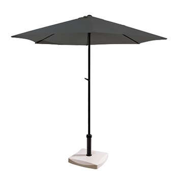 Umbrela soare gri cu mecanizm rabatare 300cm si suport patrat 25kg culoare alba Umbrela soare gri cu mecanizm rabatare 300cm si suport patrat 25kg culoare alba