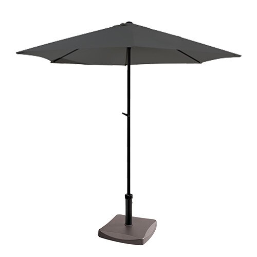 Umbrela soare gri cu mecanizm rabatare 300cm si baza patrata 25kg