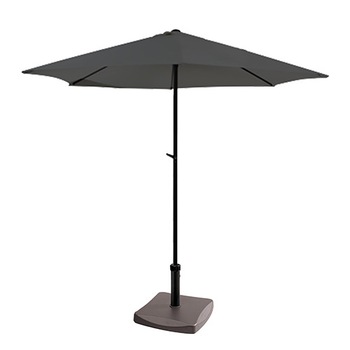 Umbrela soare gri cu mecanizm rabatare 300cm si baza patrata 25kg Umbrela soare gri cu mecanizm rabatare 300cm si baza patrata 25kg